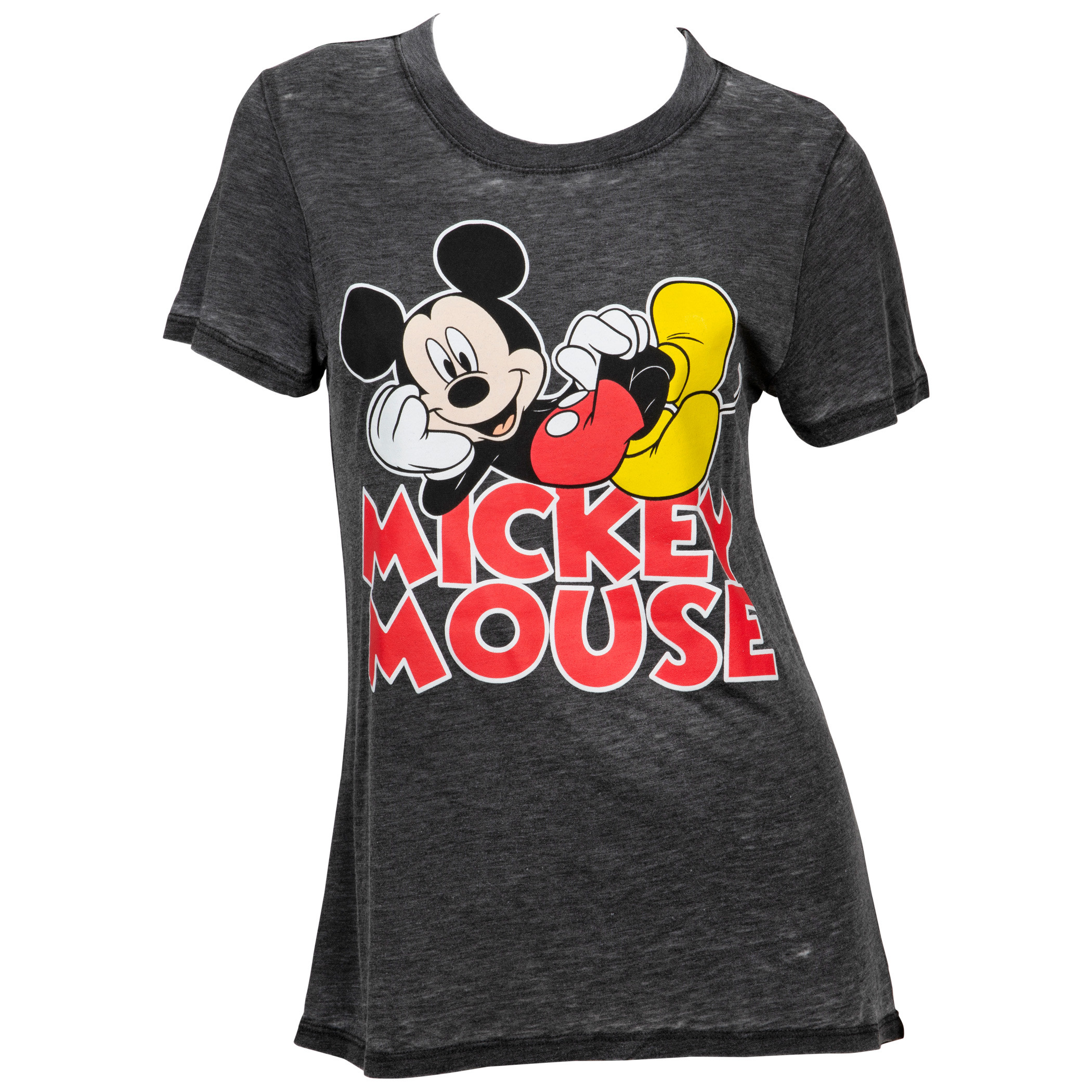 Disney Mickey Mouse Laying On Text Women's Burnout T-Shirt